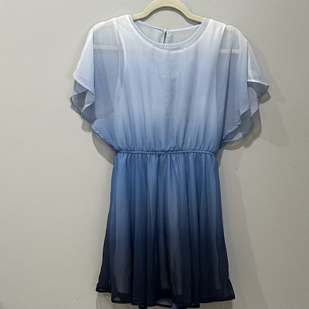 H&M blue Chiffon Ombre pattern dress NWT size 16/18